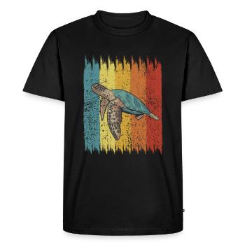 Tortue Rétro - T-shirt Premium bio Homme - noir - Devant - Nico (187cm)