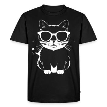 Drôle de chat avec des lunettes de soleil Chaton Sunglas Cats - T-shirt Premium bio Homme - noir - Devant - Nico (187cm)