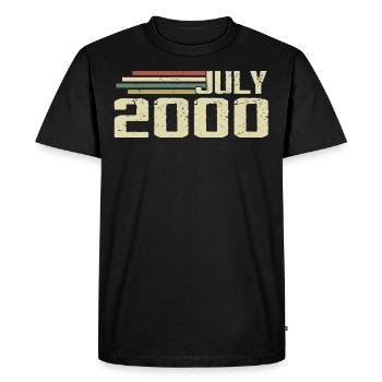 Birthday July 2000 Year 2000 July Vintage 2000 - Men's Premium Organic T-Shirt - black - Front - Nico (187cm)
