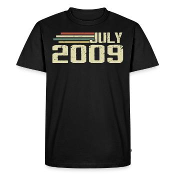 Anniversaire Juillet 2009 Année 2009 Juillet Année 2009 - T-shirt Premium bio Homme - noir - Devant - Nico (187cm)