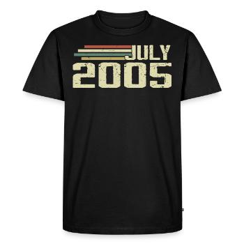 Anniversaire Juillet 2005 Année 2005 Juillet Année 2005 - T-shirt Premium bio Homme - noir - Devant - Nico (187cm)