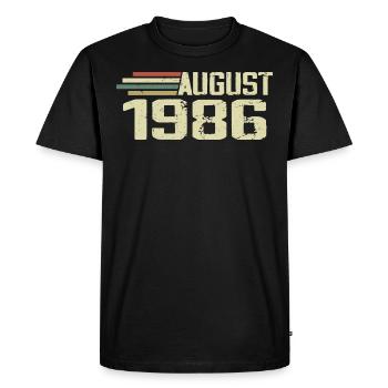 Né Août 1986 Anniversaire Août 1986 Millésime - T-shirt Premium bio Homme - noir - Devant - Nico (187cm)