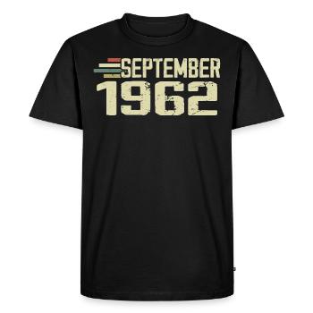 Septembre 1962 Idée cadeau Vintage Septembre 1962 - T-shirt Premium bio Homme - noir - Devant - Nico (187cm)