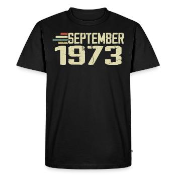 September 1973 Vintage Gift Idea September 1973 - Men's Premium Organic T-Shirt - black - Front - Nico (187cm)