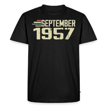 Septembre 1957 Idée Cadeau Vintage Septembre 1957 - T-shirt Premium bio Homme - noir - Devant - Nico (187cm)