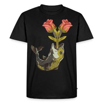 Fish Pisces Birthday Angler Roses Greetings Flowers - Men's Premium Organic T-Shirt - black - Front - Nico (187cm)
