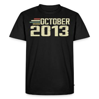 Octobre 2013 - Anniversaire en octobre 2013 - T-shirt Premium bio Homme - noir - Devant - Nico (187cm)