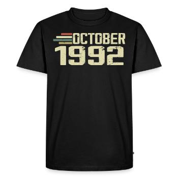 Octobre 1992 - Anniversaire en octobre 1992 - T-shirt Premium bio Homme - noir - Devant - Nico (187cm)