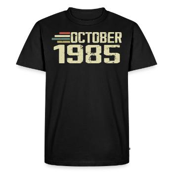 Octobre 1985 - Anniversaire en octobre 1985 - T-shirt Premium bio Homme - noir - Devant - Nico (187cm)