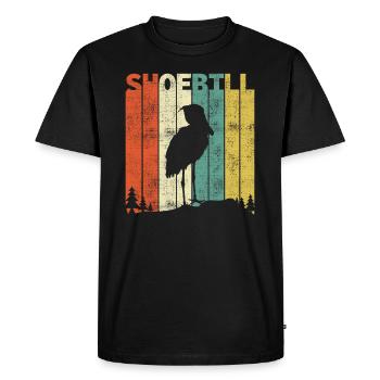 Retro shoebill stork bird gift - Men's Premium Organic T-Shirt - black - Front - Nico (187cm)