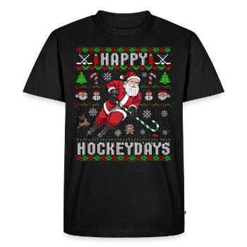Cadeau de père Noël laid de hockey sur glace de Noël - T-shirt Premium bio Homme - noir - Devant - Nico (187cm)