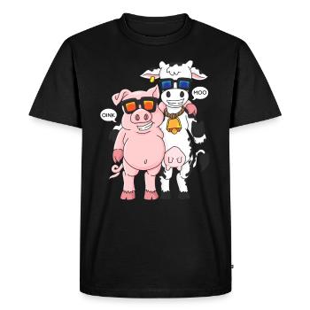 Cow pig sunglasses farmer farmer gift - Men's Premium Organic T-Shirt - black - Front - Nico (187cm)