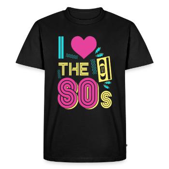 I love 80's Retro 80s Oldschool Themed Party - Men's Premium Organic T-Shirt - black - Front - Nico (187cm)