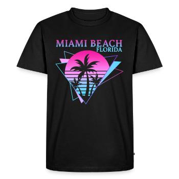 Miami Beach - Rétro 80s Aesthetic Vaporwave - T-shirt Premium bio Homme - noir - Devant - Nico (187cm)