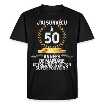 Mes 50 ans de mariage Les noces d'or - T-shirt Premium bio Homme - noir - Devant - Nico (187cm)
