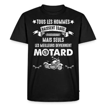 Moto homme motard phrase drôle - T-shirt Premium bio Homme - noir - Devant - Nico (187cm)