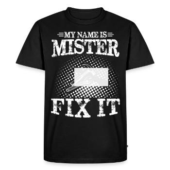 Il peut tout réparer, papa de la fête des pères peut tout réparer - T-shirt Premium bio Homme - noir - Devant - Nico (187cm)