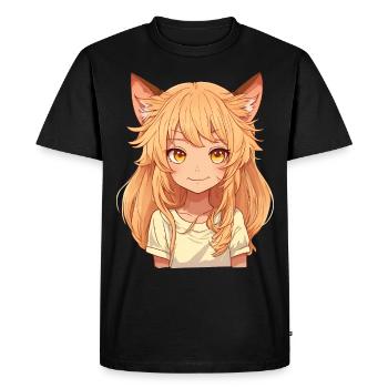 Kemonomimi Anime Manga Kawaii Chibi Girl Character - Men's Premium Organic T-Shirt - black - Front - Nico (187cm)