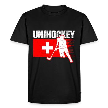 Unihockey Suisse Floorball - T-shirt Premium bio Homme - noir - Devant - Nico (187cm)