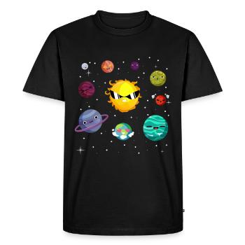 Funny planets of the solar system - Men's Premium Organic T-Shirt - black - Front - Nico (187cm)