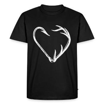 Cabane de pêche Hunter Antler Elk Deer Hunting - T-shirt Premium bio Homme - noir - Devant - Nico (187cm)