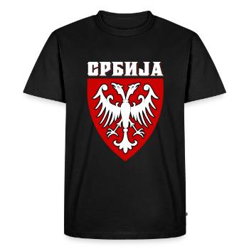 Drapeau de la Serbie Srbija Majica Balkans Gift - T-shirt Premium bio Homme - noir - Devant - Nico (187cm)
