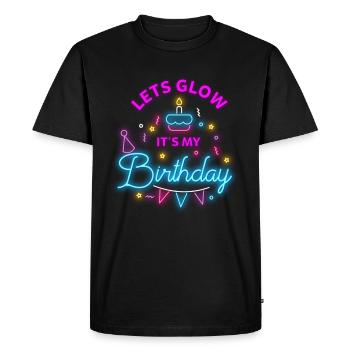 Lets Glow Party est mon idée de cadeau de fête d'anniversaire - T-shirt Premium bio Homme - noir - Devant - Nico (187cm)