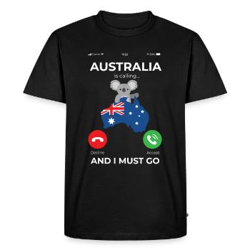 L’Australie est Calling Cadeaux - T-shirt Premium bio Homme - noir - Devant - Nico (187cm)