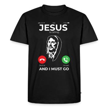 Jésus Cadeau chrétien catholique - T-shirt Premium bio Homme - noir - Devant - Nico (187cm)