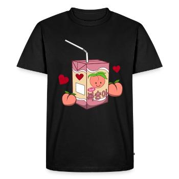 Peach Shake Kawaii Japan & Korea K-Pop Retro 90 - Men's Premium Organic T-Shirt - black - Front - Nico (187cm)