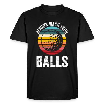 Always Wash Your Balls Golf - T-shirt Premium bio Homme - noir - Devant - Nico (187cm)