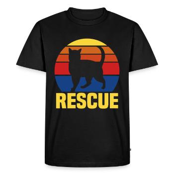 | d’adoption de chats | amoureux des chats Coucher de soleil rétro vintage - T-shirt Premium bio Homme - noir - Devant - Nico (187cm)