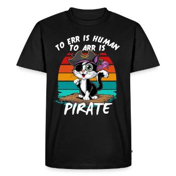 Chat Pirate Pirate Costume Carnaval Halloween Miaou - T-shirt Premium bio Homme - noir - Devant - Nico (187cm)