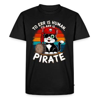 Cat Pirate Costume Carnival Halloween Birthday - Men's Premium Organic T-Shirt - black - Front - Nico (187cm)