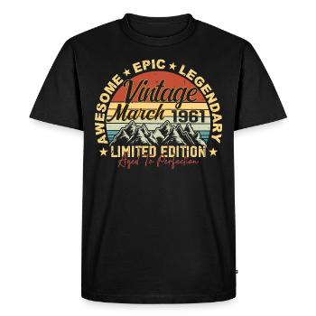 Mars 1961 Anniversaire, Cadeau d’anniversaire Mars 1961 - T-shirt Premium bio Homme - noir - Devant - Nico (187cm)
