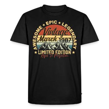 Mars 1987 Anniversaire, Cadeau d’anniversaire Mars 1987 - T-shirt Premium bio Homme - noir - Devant - Nico (187cm)