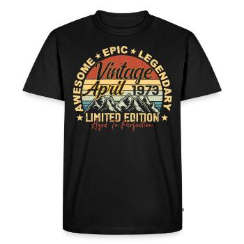 52nd Birthday Gift Vintage April 1973 - Men's Premium Organic T-Shirt - black - Front - Nico (187cm)