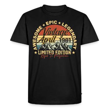 Cadeau 44ème anniversaire Millésime Avril 1981 - T-shirt Premium bio Homme - noir - Devant - Nico (187cm)