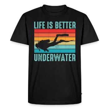 Life Is Better Underwater - Ocean Sea Free Diving - Men's Premium Organic T-Shirt - black - Front - Nico (187cm)