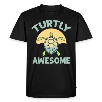 Turtly (Totally) Awesome - Tortue de mer de l’océan - T-shirt Premium bio Homme - noir - Devant - Nico (187cm)