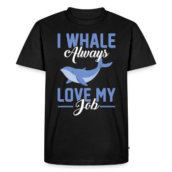 I Whale Always Love My Job - Jeu de mots biologiste marin - T-shirt Premium bio Homme - noir - Devant - Nico (187cm)