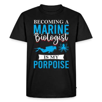 Devenir biologiste marin est mon marsouin - Biolo - T-shirt Premium bio Homme - noir - Devant - Nico (187cm)