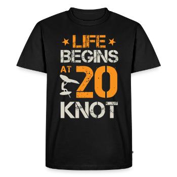 La vie commence à 20 nœuds - Hydrofoil Wingfoil Surf - T-shirt Premium bio Homme - noir - Devant - Nico (187cm)