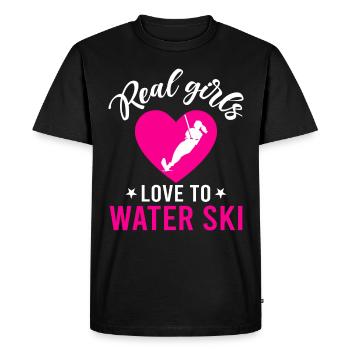 Ski nautique - Les vraies filles adorent faire du ski nautique - Eau - T-shirt Premium bio Homme - noir - Devant - Nico (187cm)