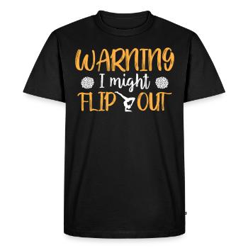 Cheerleading Saying Slogan - Warning I Might Flip - Men's Premium Organic T-Shirt - black - Front - Nico (187cm)