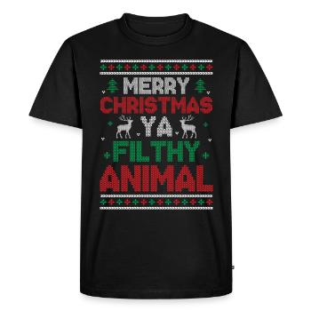 Merry Christmas Ya Filthy Animals - Saying Ugly Ch - Men's Premium Organic T-Shirt - black - Front - Nico (187cm)