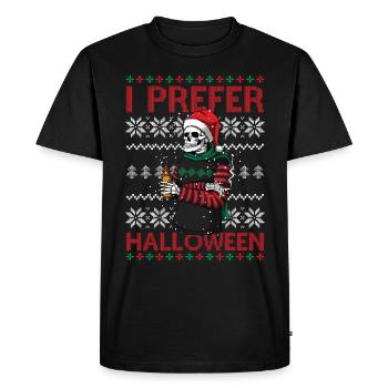 I Prefer Halloween Pun Saying Ugly Christmas - Men's Premium Organic T-Shirt - black - Front - Nico (187cm)