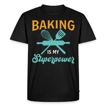 Baking Is My Superpower - Baker - Men's Premium Organic T-Shirt - black - Front - Nico (187cm)