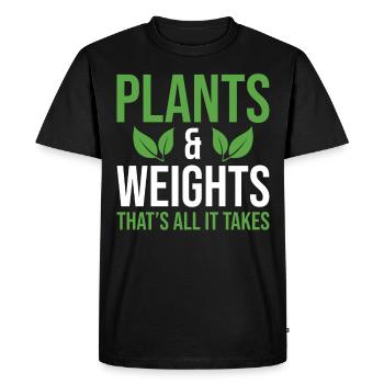 Vegan Gardening Quote Plants and Weights Thats All - Men's Premium Organic T-Shirt - black - Front - Nico (187cm)