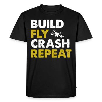 Drone Pilot Build Fly Crash Repeat Quadcopter Raci - T-shirt Premium bio Homme - noir - Devant - Nico (187cm)